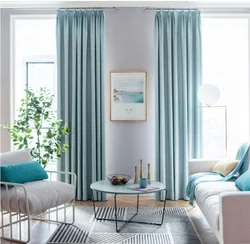 Mint curtains in the living room photo