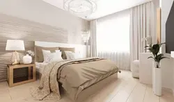 Кремовая кровать в интерьере спальни