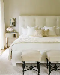 Cream Bed In The Bedroom Interior