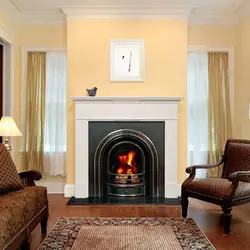 Living room design with cast iron fireplace