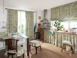 Textiles in the kitchen in the interior