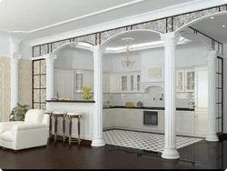 Kitchen interior with arch