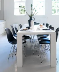 Black chairs for the kitchen in the interior