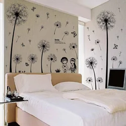 Wallpaper With Dandelions In The Bedroom Interior