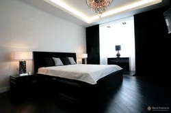 Дизайн спальни темный ламинат