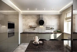 Kitchen interior white gray brown