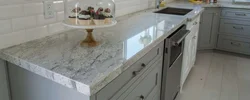 White granite in the kitchen interior