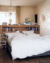 Bedroom interior with bed against the wall