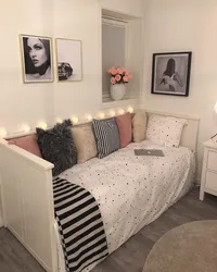 Bedroom Interior With Bed Against The Wall