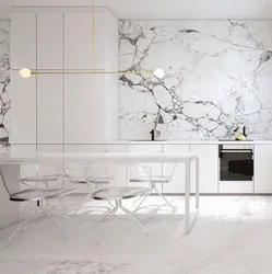 White marble in the kitchen interior