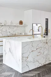 White marble in the kitchen interior