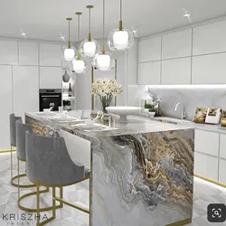 White Marble In The Kitchen Interior