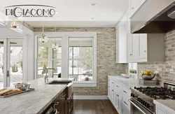 Gray brick in the kitchen interior