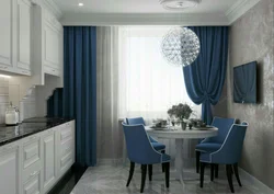 Gray Blue Kitchen Living Room Design