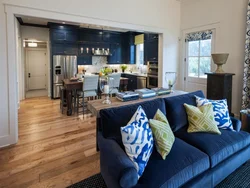 Gray Blue Kitchen Living Room Design