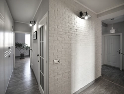 Gray bricks in the hallway interior
