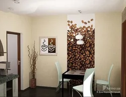 Kitchen design with coffee wallpaper