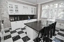 Black porcelain tiles in the kitchen photo
