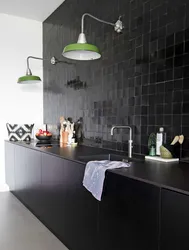 Black Porcelain Tiles In The Kitchen Photo