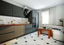 Черный керамогранит на кухне фото