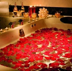 Bath With Rose Petals Photo