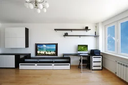 Photo Of A Wall In The Living Room With A Computer Desk Photo