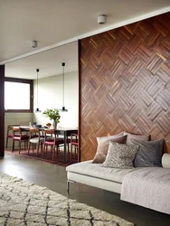 Wooden panels in the living room interior