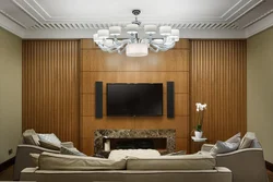 Wooden panels in the living room interior