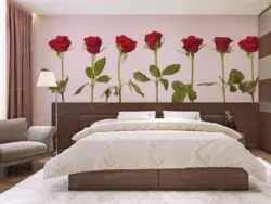 The whole bedroom is covered in roses photo