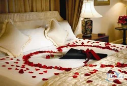 The whole bedroom is covered in roses photo