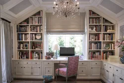 Bedroom with bookcase photo