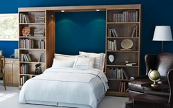 Bedroom with bookcase photo