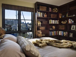 Спальня с книжным шкафом фото