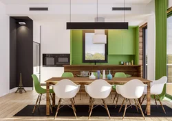 Photo Of A Kitchen With Green Chairs