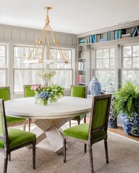 Photo Of A Kitchen With Green Chairs