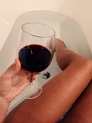 Photo With A Glass In The Bathroom