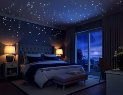 Photo of a bedroom at night