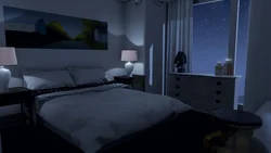 Photo of a bedroom at night