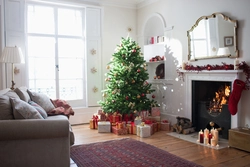 Photo of a living room with a Christmas tree