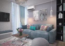 Gray turquoise living room photo