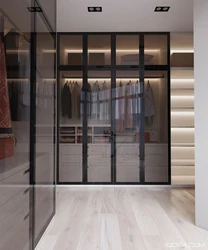 Glass dressing rooms in the interior