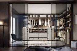 Glass dressing rooms in the interior