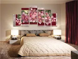 Photo panels in the bedroom interior photo