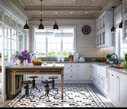 Photo Of A White Kitchen In A Wooden House