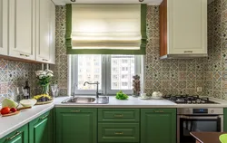 Kitchen Interior With Green Refrigerator
