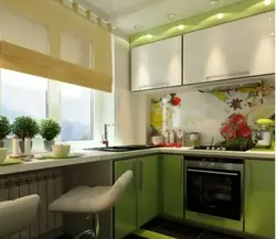 Kitchen interior with green refrigerator