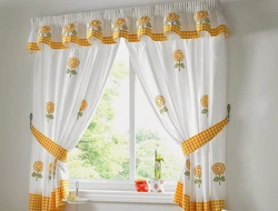 Inexpensive short curtains for the kitchen photo