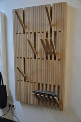 Hanger made of slats in the hallway photo