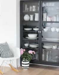 Kitchen display case for dishes photo