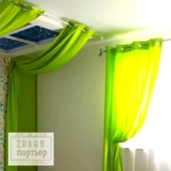 Curtains for green kitchen photo design